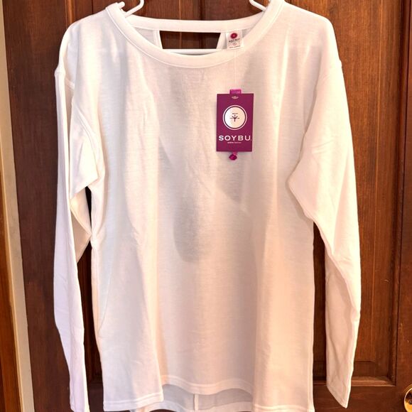 NWT Soybu Unity Pullover, Small, White Crossback Strappy Open Back Long Sleeves - Picture 11 of 12